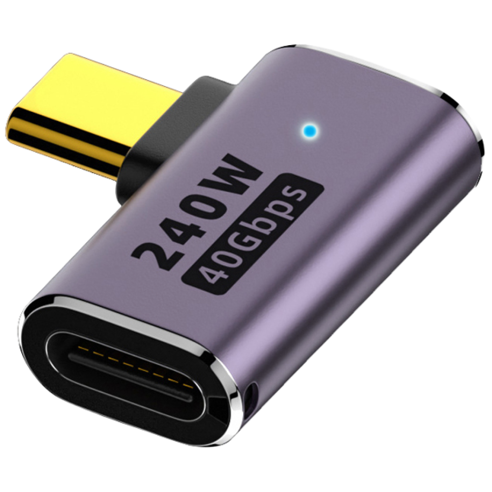 INFOPRISM / LED 점등 USB 4.0 C타입 PD 240W 40Gbps 썬더볼트 각도 변환 꺾임 젠더 90도 180도 L형 U형 ㄱ형, 1개 6,280원