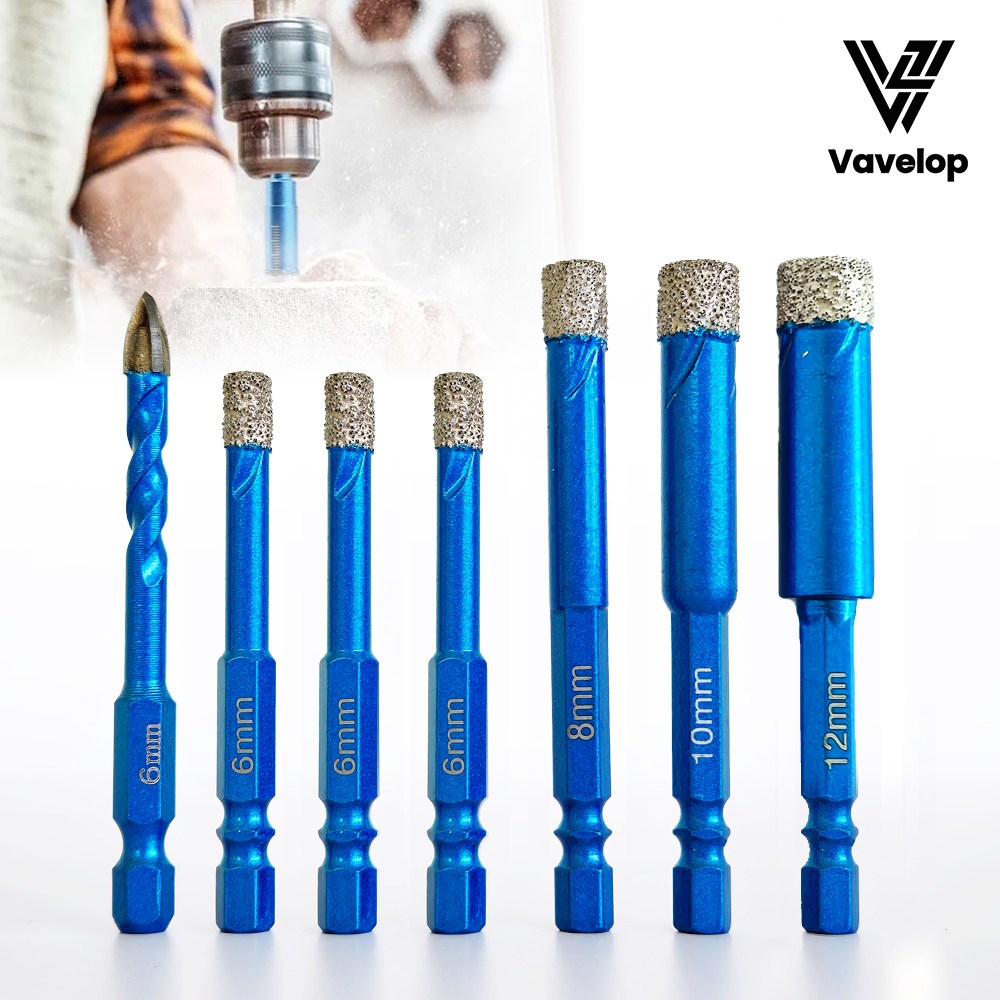 바벨롭 융착 코어 비트 다이아몬드 홀쏘 홀타공 유리 타일 도자기 싱크대 포세린 세라믹 구멍뚫기 기리 임팩용 7종 1세트 18,500원