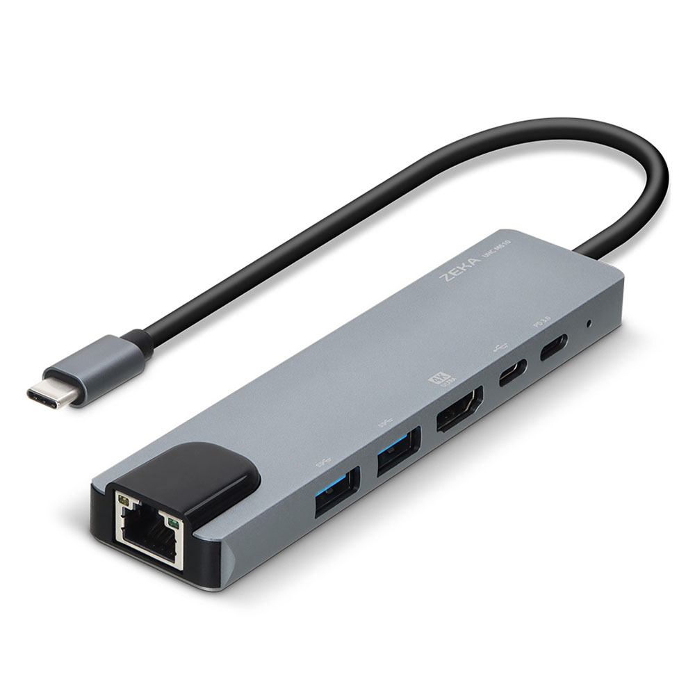제카 UHC M610 6in1 4K 기가랜 PD C타입 멀티포트허브 UHC-M610, 스페이스 그레이, 1개, 현재가 34,900원