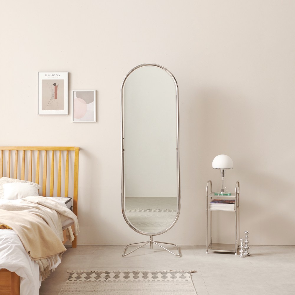 ( 특가) 미드센츄리 예쁜 대형 아치형 타원형 스탠드 전신거울, 윈썸 타원형거울 136,400원