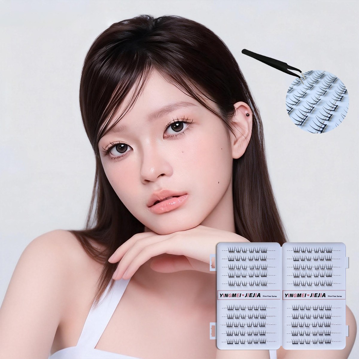 AOX 노글루 속눈썹 대용량 풀 필요없는 속눈썹 3D인조 붙이는 속눈썹 초보 추천 핀셋 포함, 1개, Y06 8,380원