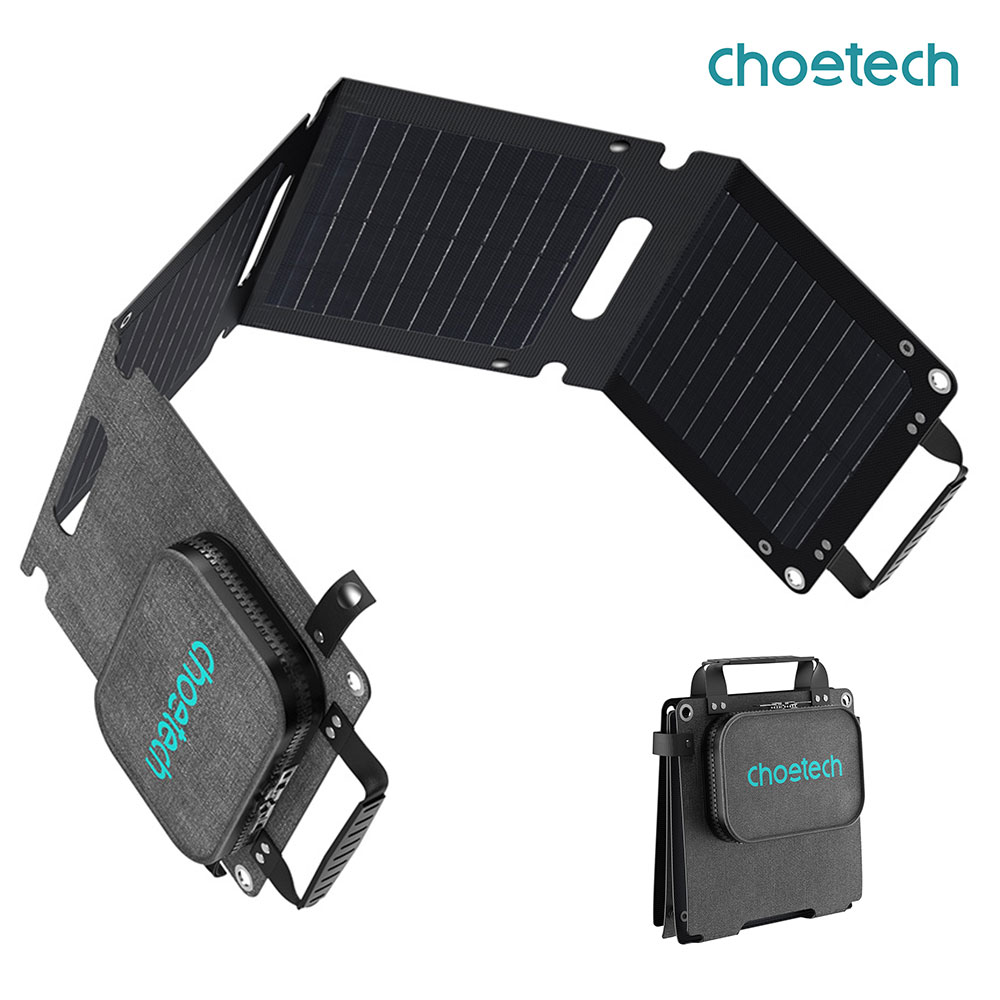 초텍 휴대용 태양광 패널 보조배터리 충전기 접이식 캠핑용 28W, SC005, 블랙 66,900원