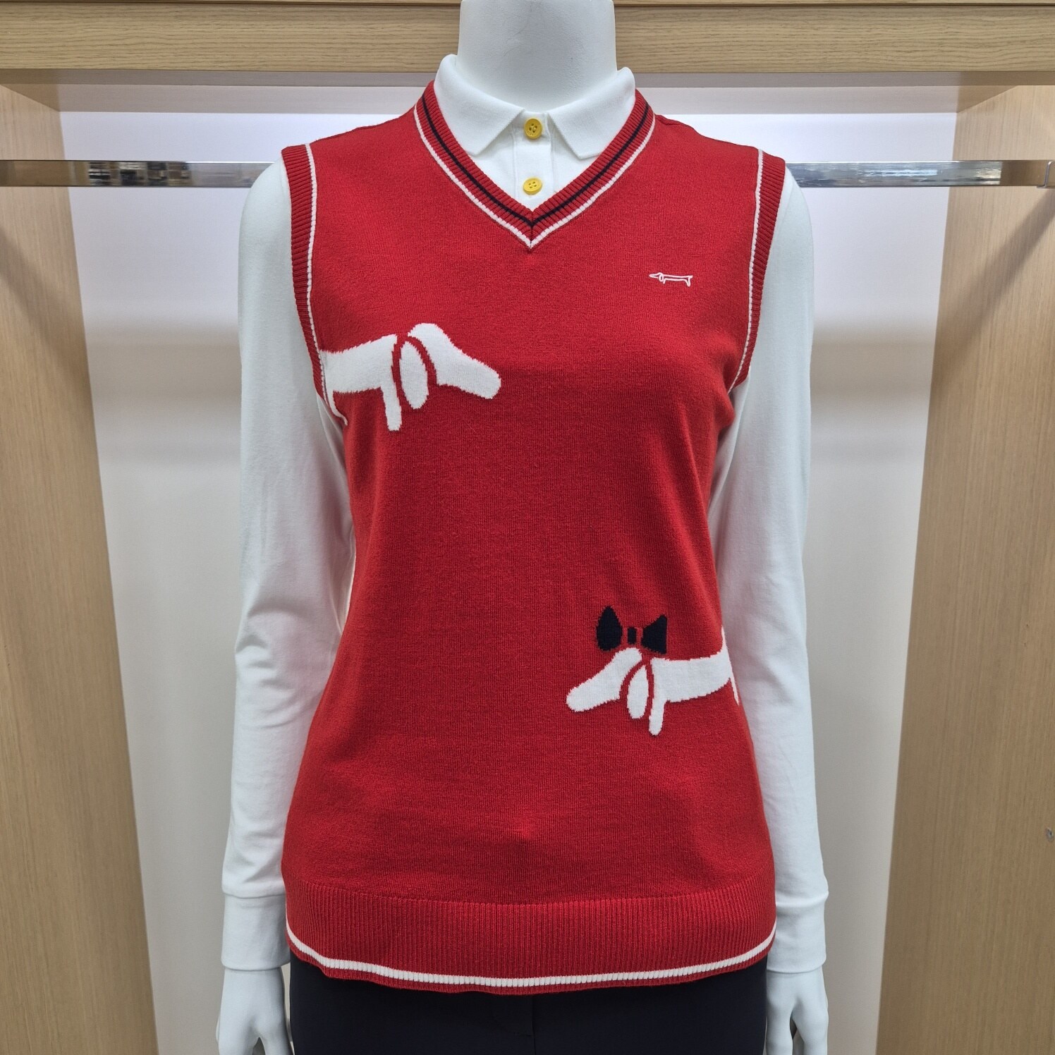 루이까스텔 여성 FW 울혼방 루카 커플 닥스훈트 포인트 브이넥 니트 베스트 (레드) 7LDVT931_IC 958592 172,590원