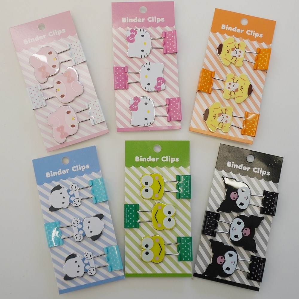 산리오 캐릭터 집게 더블 클립 3p 세트 [공식정품 사무용 바인더 굿즈 시나모롤 마이멜로디 쿠로미 포차코 포챠코 케로피 마멜] 9,690원