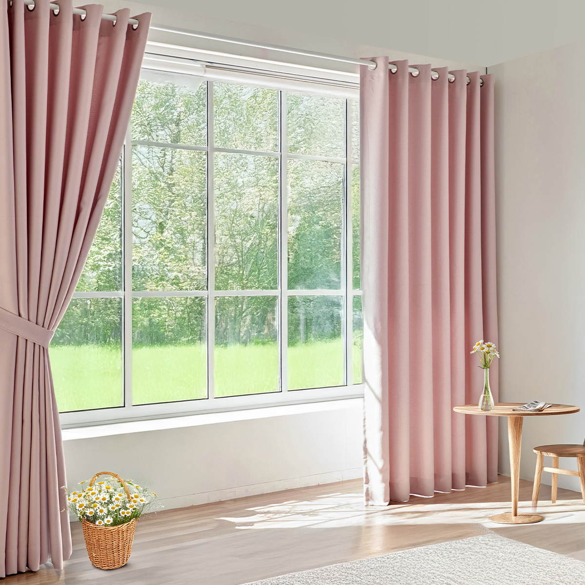 뷰하우스 플레인 사계절 아일렛타입 커튼봉, 암막커튼 2p 59,800원