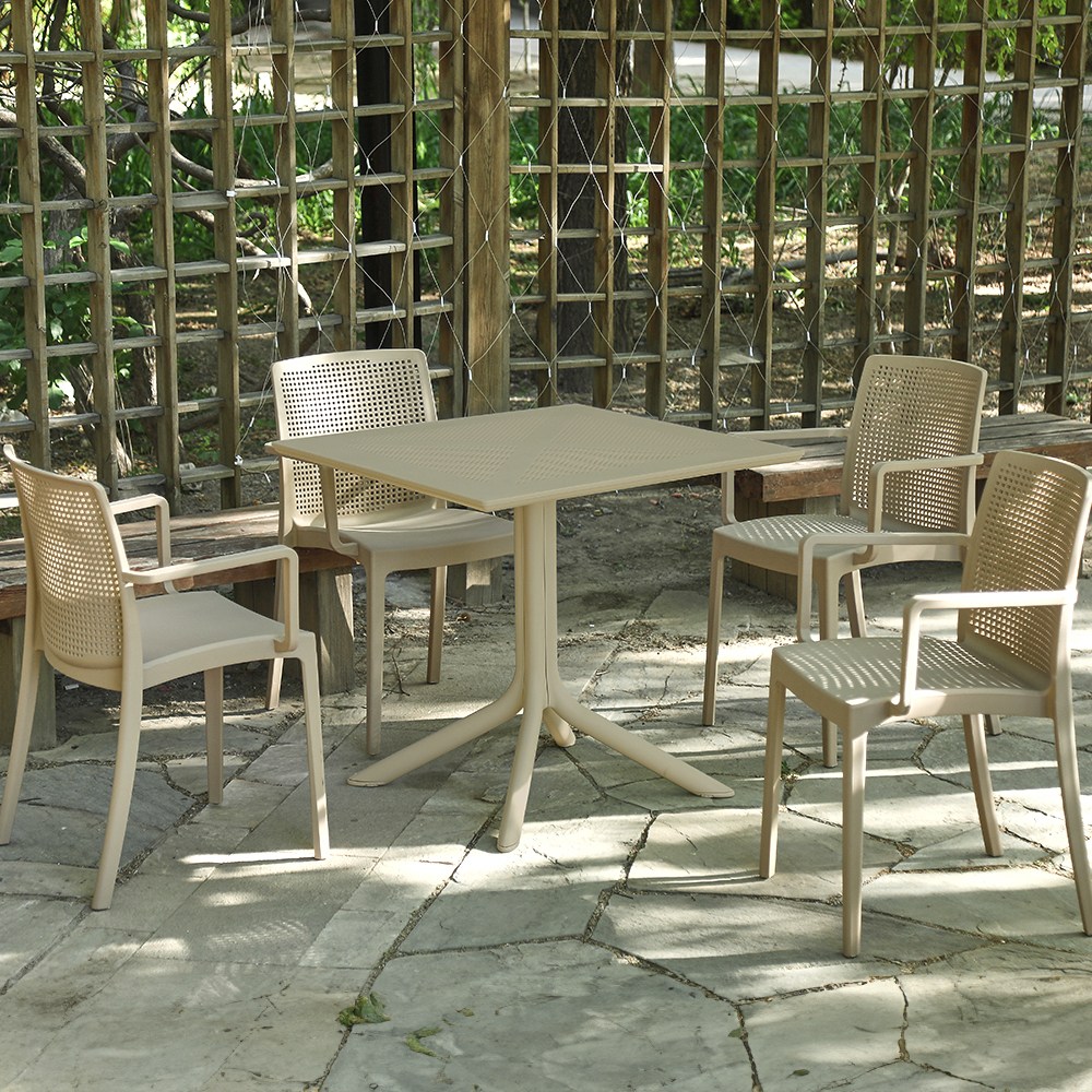 프리츠 야외용 카페 정원 테라스 플라스틱 테이블세트 2인 4인, 사이드체어-베이지 204,000원