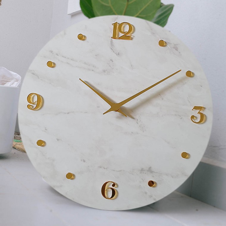 고급스러운 화이트 대리석 느낌 무소음 거실 인테리어 벽시계 41,500원