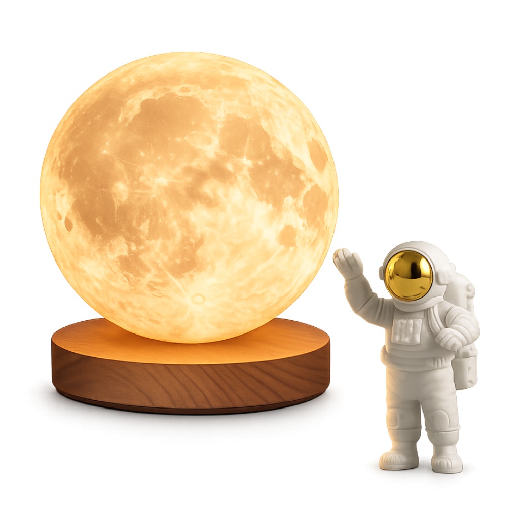 회전 달 무드등 18cm 회전형 달 무드등 + 우주인 피규어 세트 (3단 밝기조절, USB) 29,260원