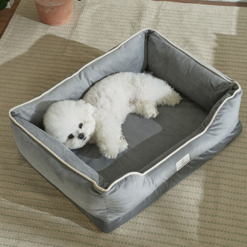 홀릭하임 슬개골보호 에그폼 강아지 쿠션 고양이 극세사 사각 대형 중형 소형 하우스 쇼파 S02, 1개, 그레이 38,100원