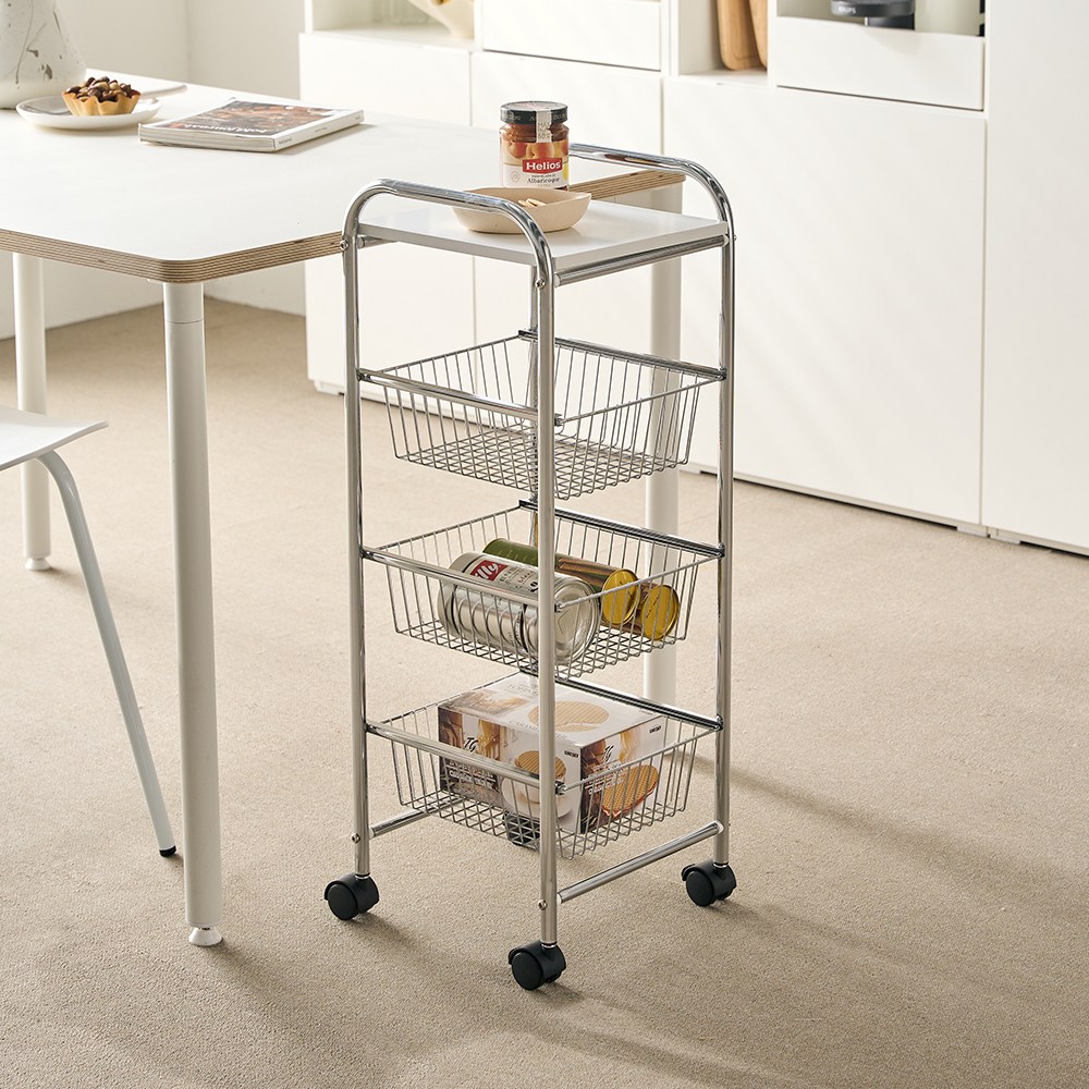 [모던하우스] ON 핌즈 이동식 바스켓형 트롤리 수납장 중형(화이트) 99,000원