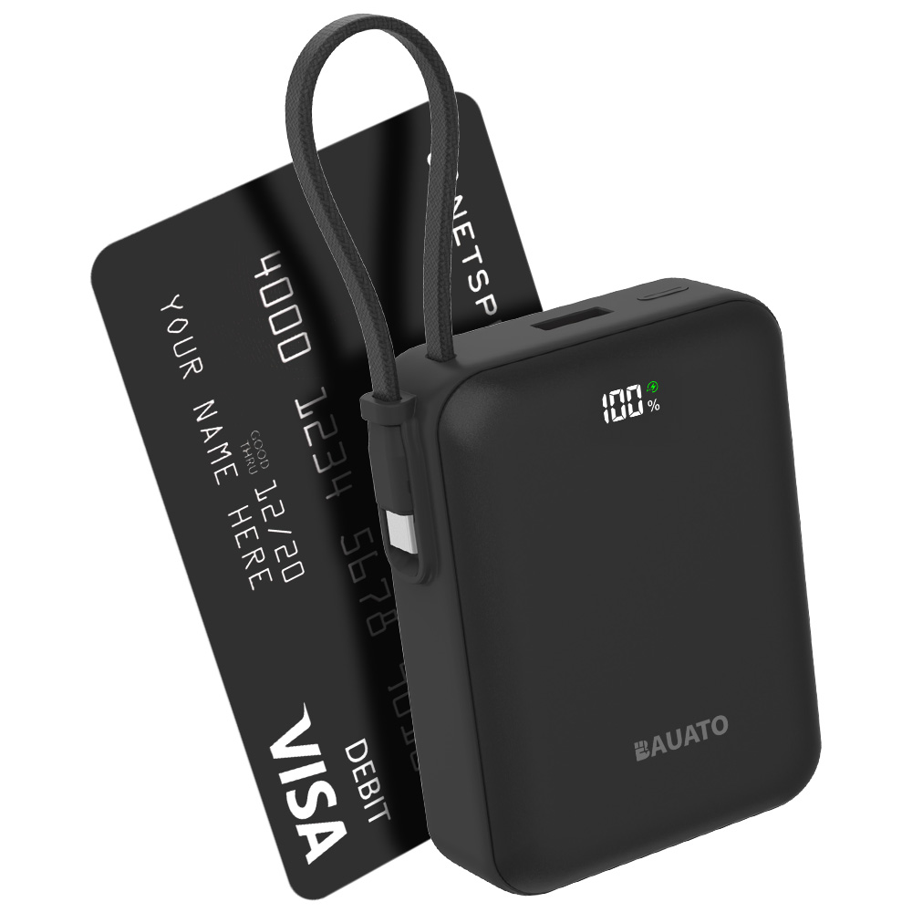 바우아토 포켓쉴 케이블 일체형 미니 대용량 보조배터리 10000mAh C타입, D-B-0257, 블랙 25,800원