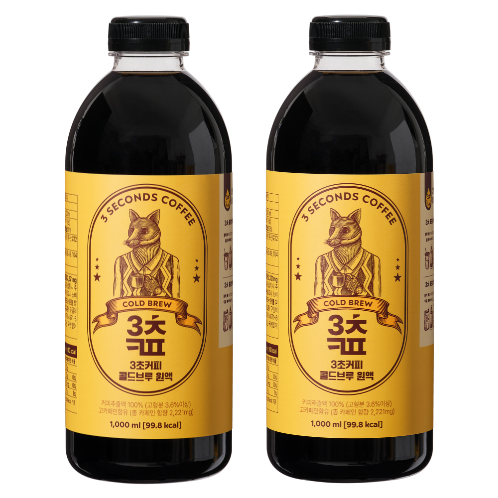 3초커피 콜드브루 원액, 2개, 1개입, 1L 16,800원