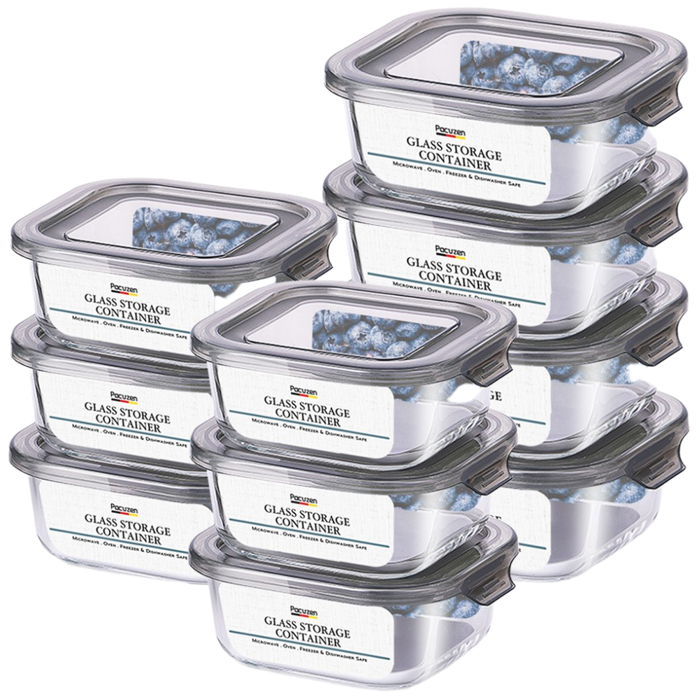 파쿠젠 이지캡 내열유리 반찬통세트, 1세트, 정사각340ml 6p+580ml 4p 총10p 29,800원