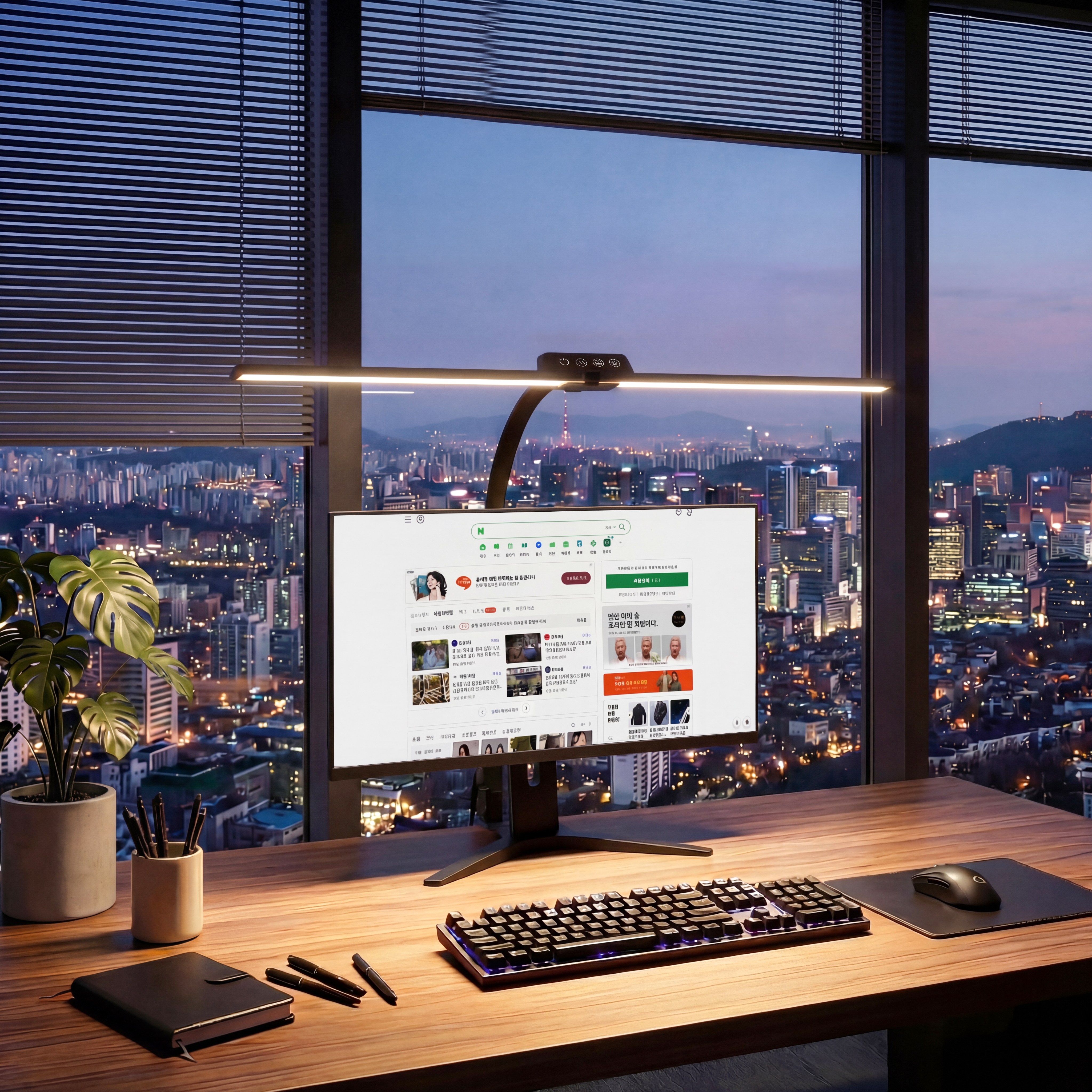 Airwit 책상 와이드 스탠드 조명 LED 모니터 조명 데스크램프 클립형 플렉시블 고휘도 독서용 책상등, 블랙 56,800원