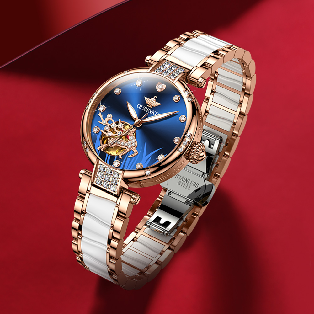 OUPINKE 여성시계 기계식 오토매틱 럭셔리 명품 워터프루프 야광 메탈시계 268,000원