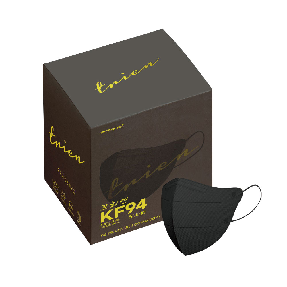트리엔 에버렉스 새부리형 마스크 kf94 중형 50매 개별포장 숨쉬기 편한 마스크, 50개입, 1개, 블랙 16,000원