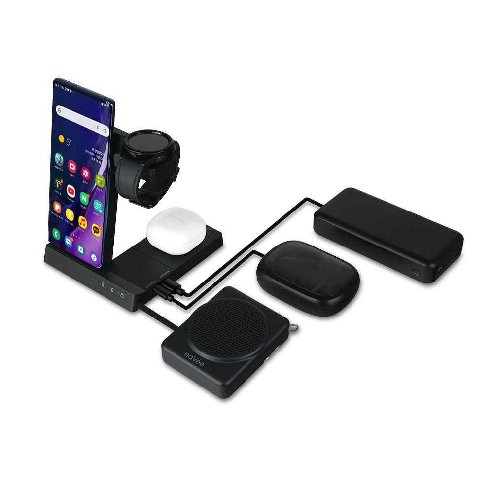 나비 6in1 올인원 갤럭시 플립 폴드 아이폰 갤럭시워치 애플워치 에어팟 버즈 무선이어폰 유선 무선 멀티 충전기 거치대, 1개, 블랙 49,780원