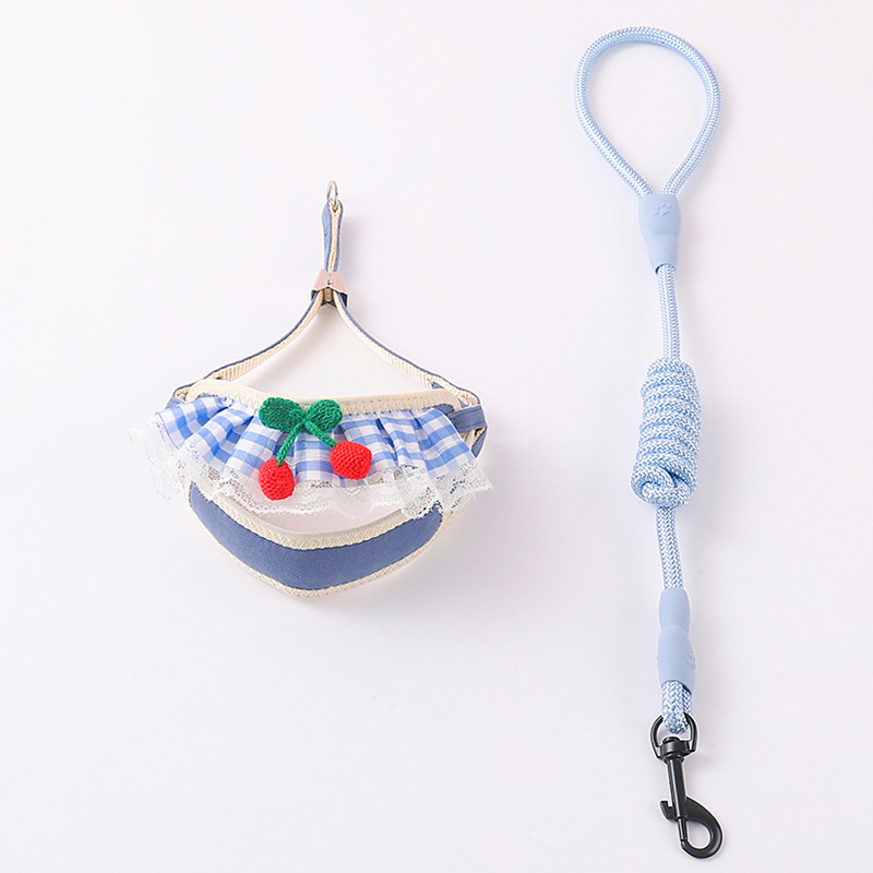 파스텔펫 체크프릴 플라워 하네스 + 리드줄 세트 9,800원