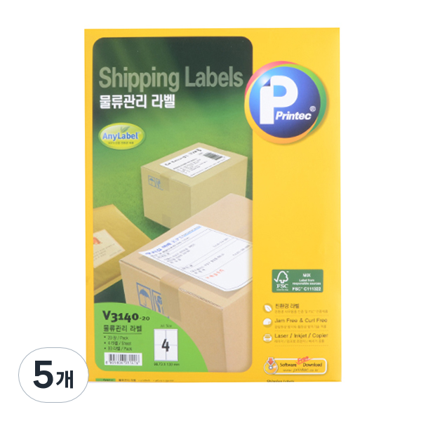 프린텍 소포물류관리용 애니라벨 V3130-20, 3칸, 100개 18,600원
