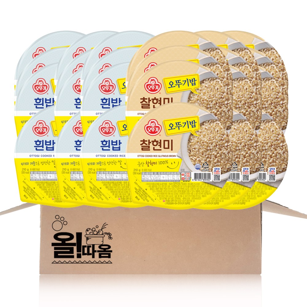 오뚜기 맛있는 즉석밥 2종 기획세트 3호(흰밥 210g 12+찰현미 210g 12) 28,980원