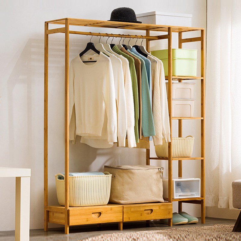 쿠리브 간편조립 스탠드 행거 옷걸이 원목색 대나무 드레스룸 시스템행거 62,050원