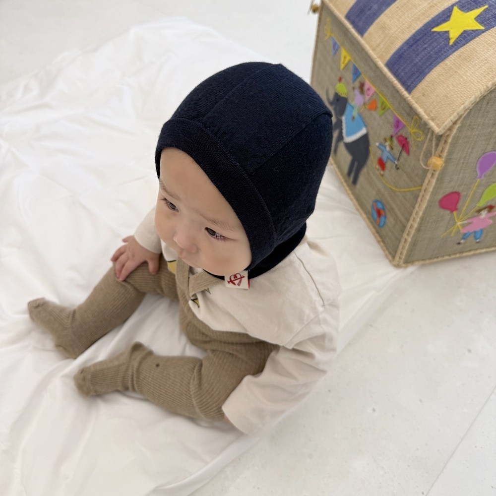 어텀31 아기 유아 만두핏 얇은 바라클라바 울 100% 겨울 방한 니트 모자 29,900원