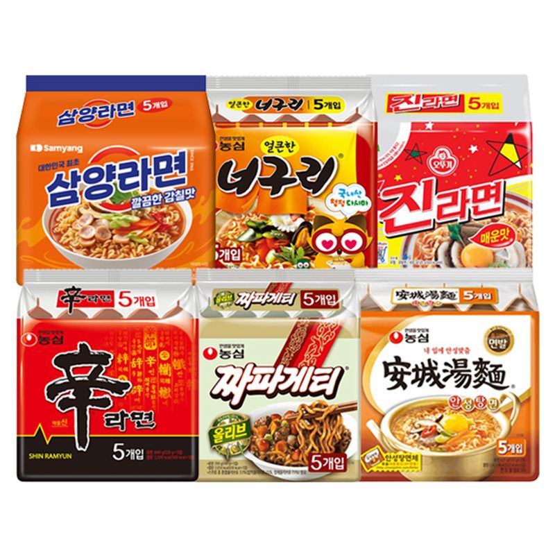 봉지라면 혼합 30 (신라면5+짜파게티5+안성탕면5+삼양라면5+너구리5+진라면매운맛5) 25,300원