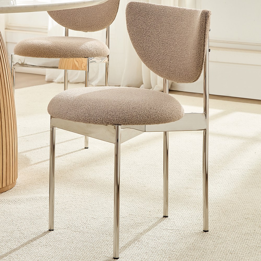 하조이 스테인리스 패브릭 식탁의자 고급스러운 금속 다리 세련된 인테리어 디자인 체어, 2개, 연회색 200,000원