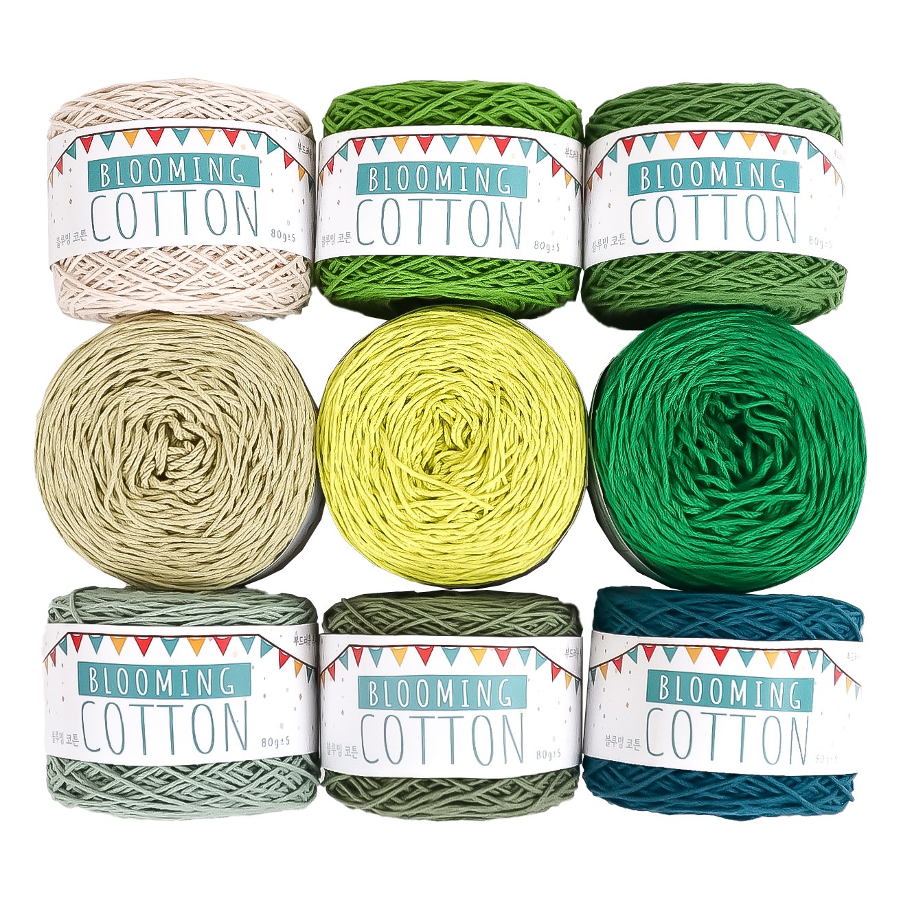 털실나라 블루밍코튼 18합 80g 9색 세트 코마면, 내추럴하모니, 1세트 29,900원