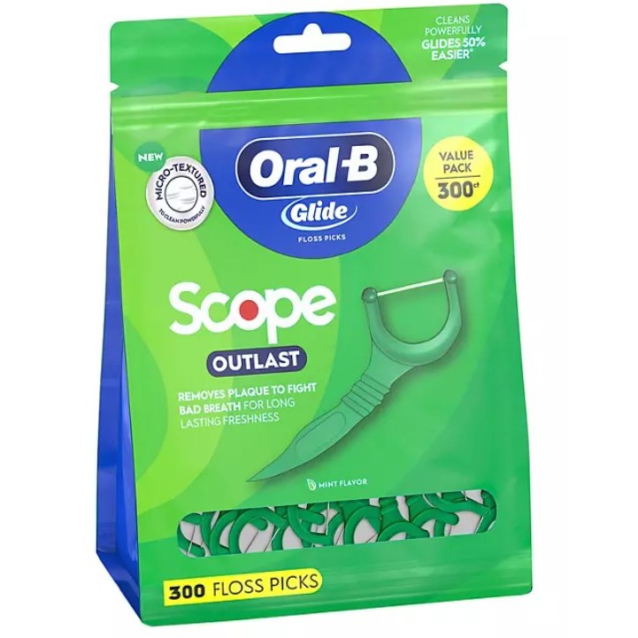 [미국직구/무료배송] 오랄비 글라이드 일회용 치실 스코프 아웃래스트 민트 향 300개입  Oral-B Glide Floss Picks 300ct 26,990원