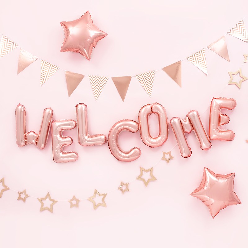 파티팡 G002 환영파티 장식세트 [헤링본 스타 Welcome 로즈골드] 파티용품 파티풍선 환영식 입학식, 1개 8,800원