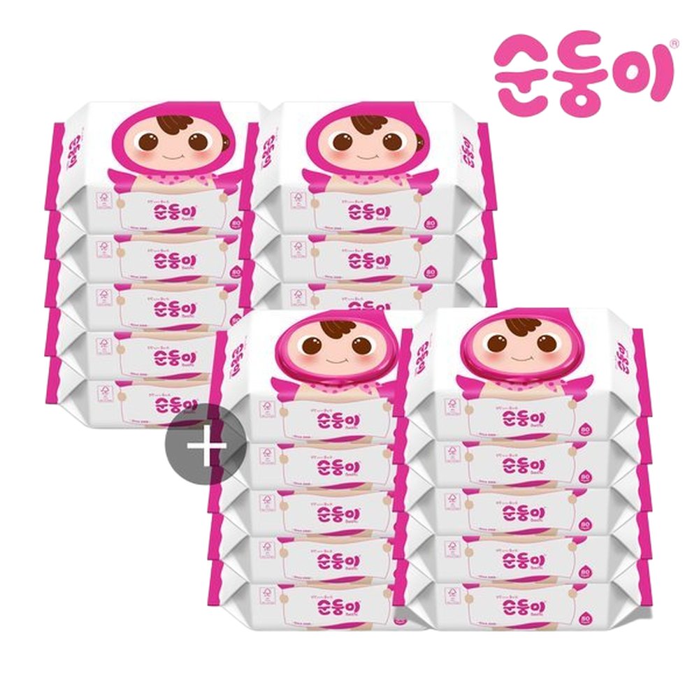 세트 순둥이 아기물티슈 베이직 리필 80매 10팩+캡 80매 10팩 (BR-01+BC-01) 56,640원
