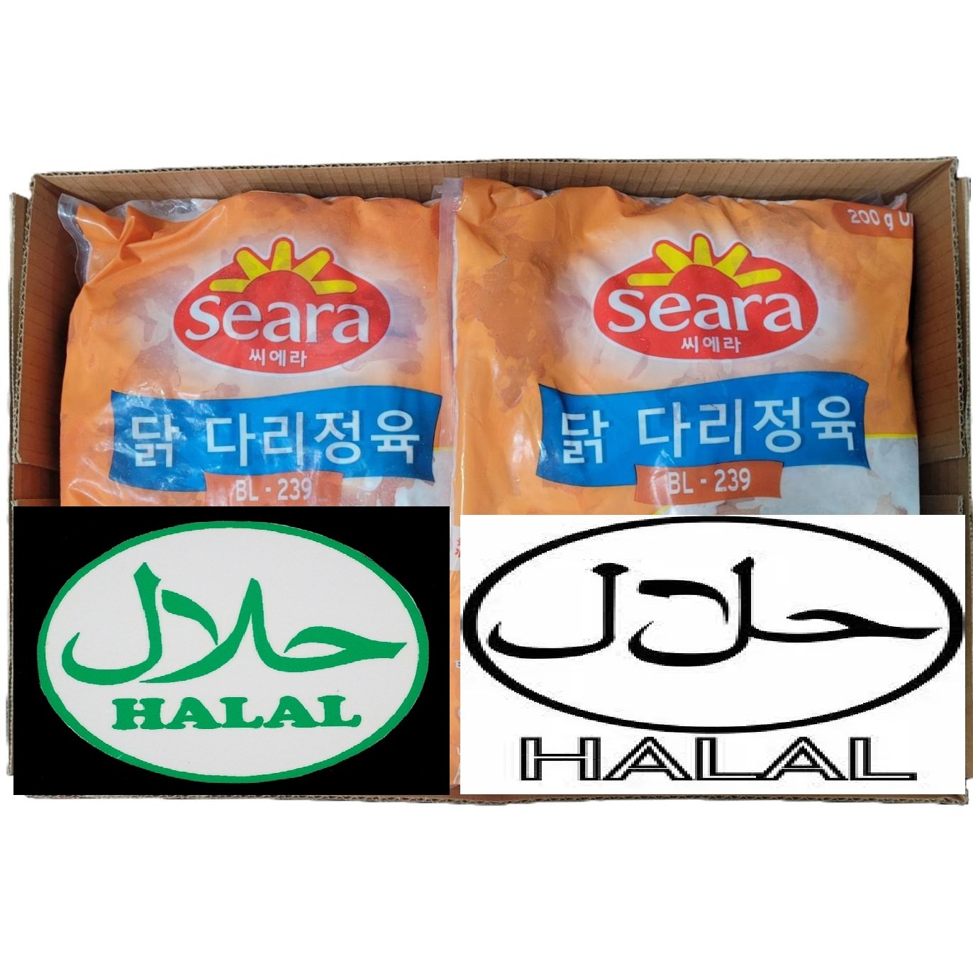 닭다리 닭정육 12kg 냉동 원물 시에라 SEARA 브라질산 뼈없는 닭다리살 식당 도매 가공 업소용 할랄 HALAL 수입닭고기 2kg*6개, 1박스, 12kg 79,000원