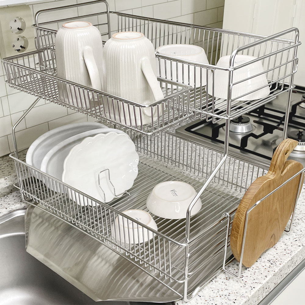 더잉 올스텐 자동 물빠짐 식기건조대 2단 싱크대 설거지 그릇건조대 트레이 올인원(풀세트) 59,900원