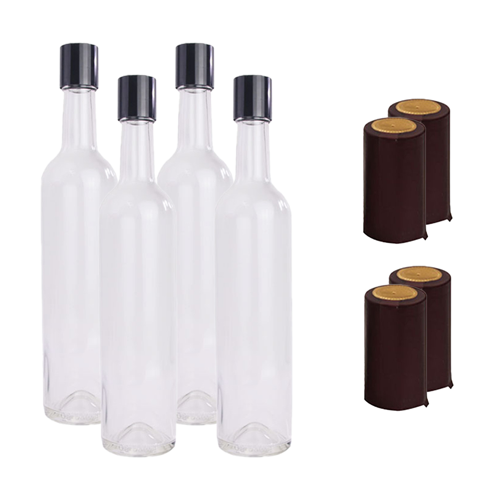 가인글로벌 와인병 500미리 유리병 담금주병 + 스탬핑 롱캡 + 루땡 (탑씰 수축필름) 주류병, 4세트, 500ml 11,900원
