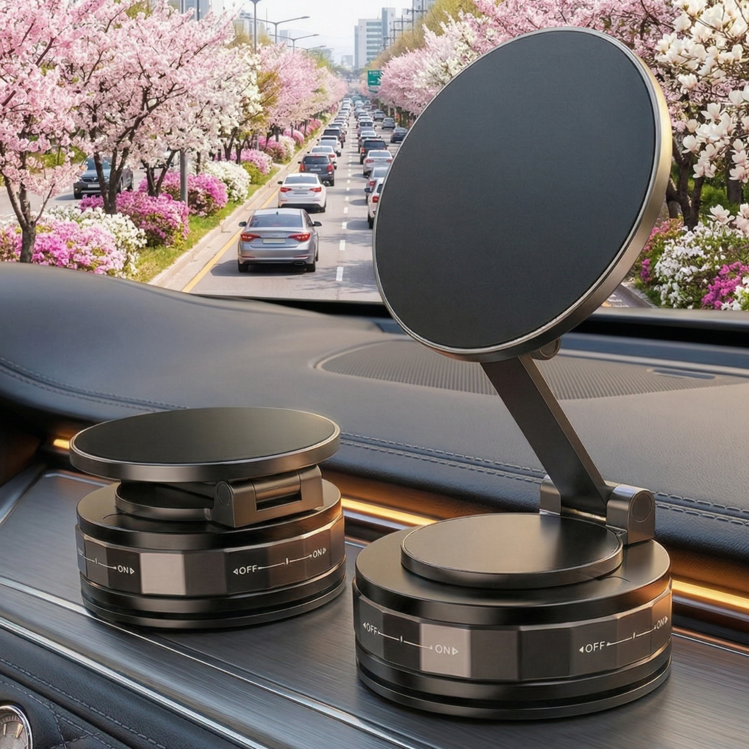 Qi2 맥세이프 N52강력자석 360도회전 차량용 진공흡착 거치대, 시그니처 블랙, 1개 14,500원