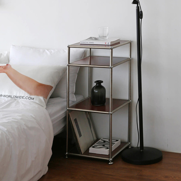 에프룸 미드센츄리 모듈선반 모듈수납장 협탁 사이드테이블, 4단, 자작 원목 220,000원