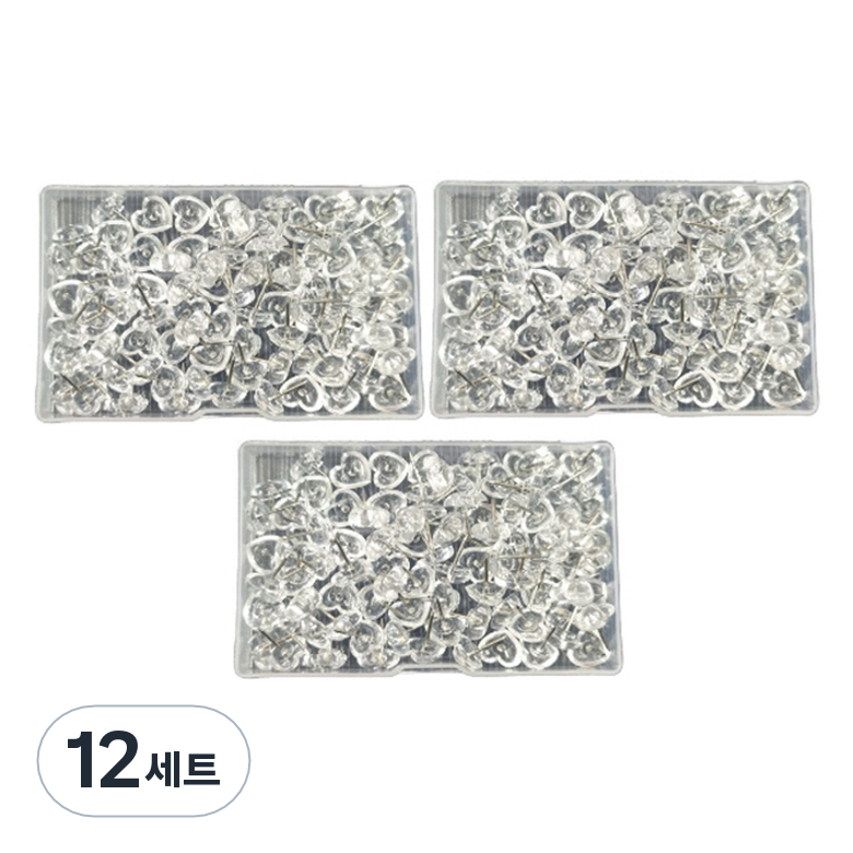 문구담 귀여운 하트모양 압정 세트 투명, 50개입, 12세트 47,400원