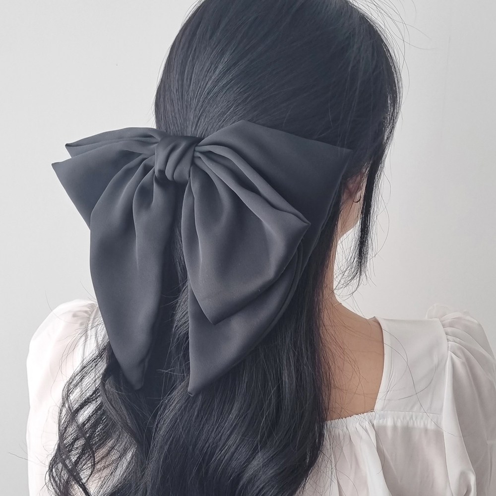 고급 실크 4겹 언발 로맨틱 블랙 왕리본 헤어핀 13,900원