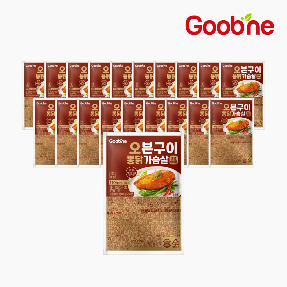 굽네 오븐구이 통 닭가슴살 매콤바베큐 110g, 20개, 110g 54,000원