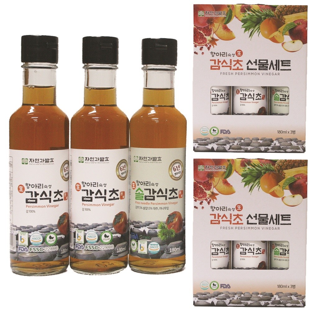 자연과발효 6년숙성 자연발효 감식초+솔잎감식초 180ml 3병 항아리숙성, 540ml, 2세트 19,000원