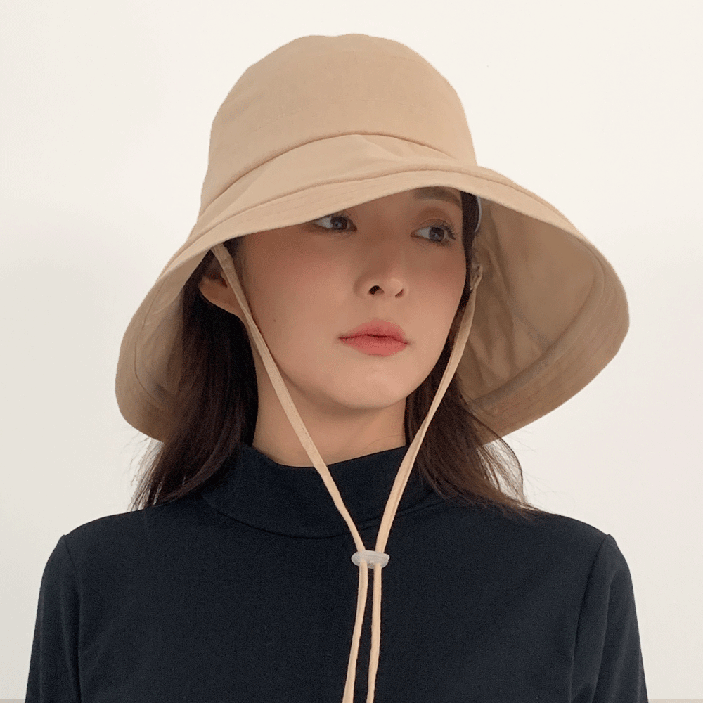 스타니 여성 린넨 코튼 와이드챙 턱끈 벙거지 버킷햇 모자 19,400원