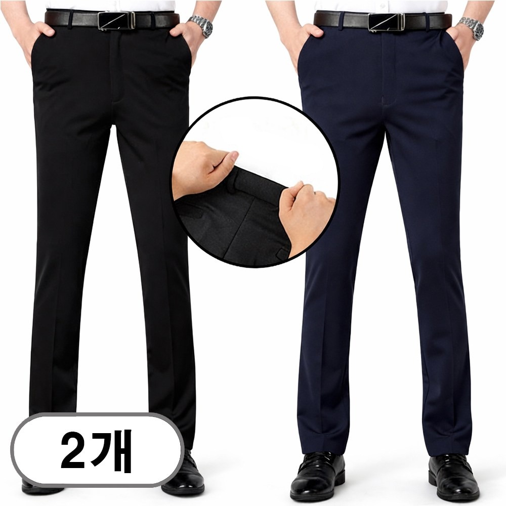 차쿠 1+1 남성 정장 바지 스판 고탄력 슬랙스 허리밴딩 오피스바지 비즈니스 바지 중년 빅사이즈 여름 봄 가을 34,800원