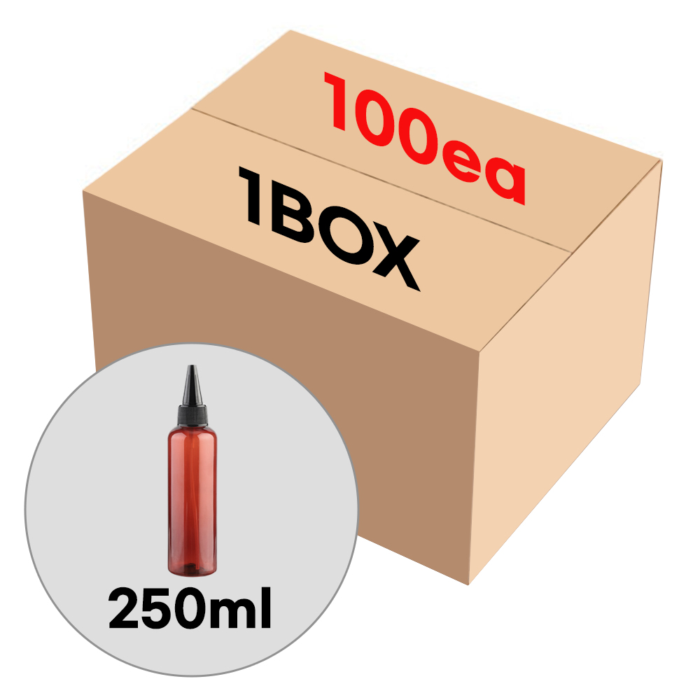 블랙 뾰족캡 브라운 250ml 플라스틱 화장품용기 공병 소분병 여행 (1BOX 100개), 100개 35,200원