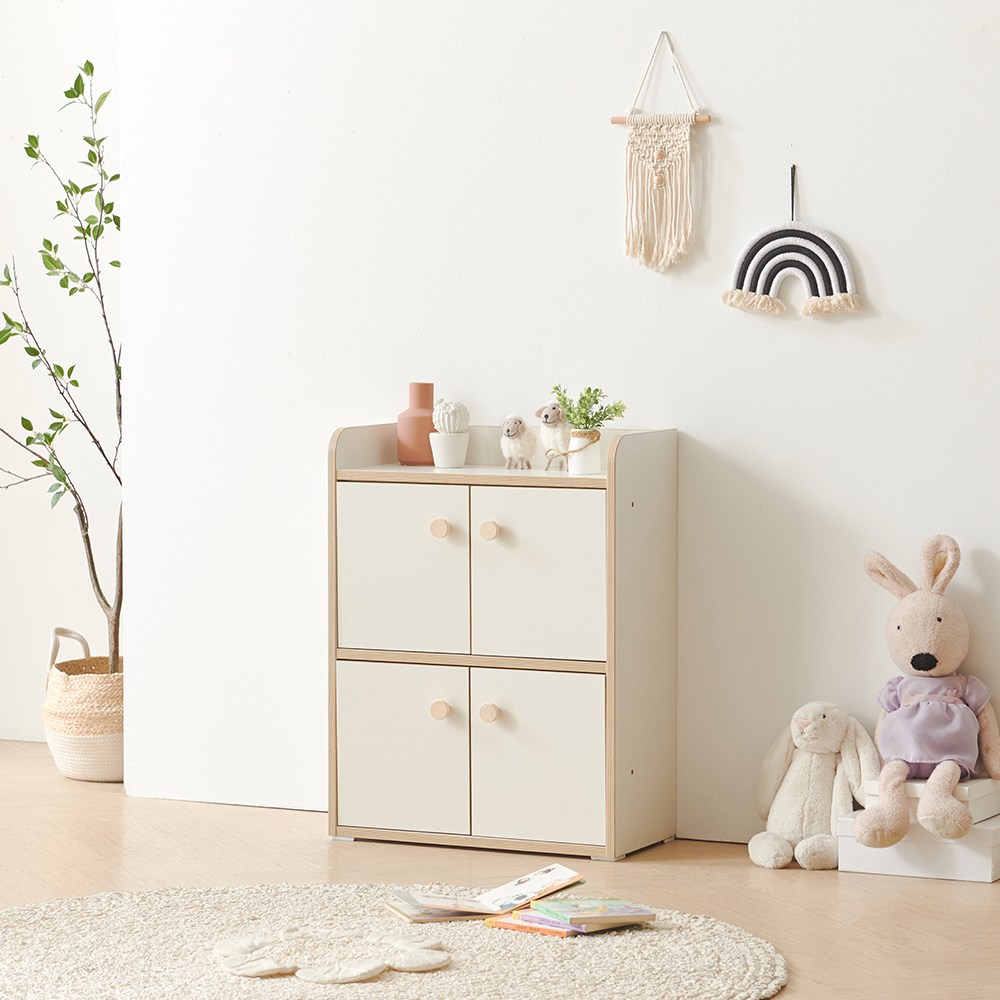 파로마 버니스 2단 600 수납책장 4도어, 크림화이트 159,000원