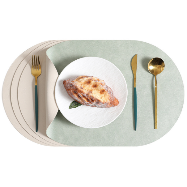 겸손샵 원형 가죽 양면 식탁매트, 아보카도 그린 / 아이보리, 30*45, 4개 16,800원