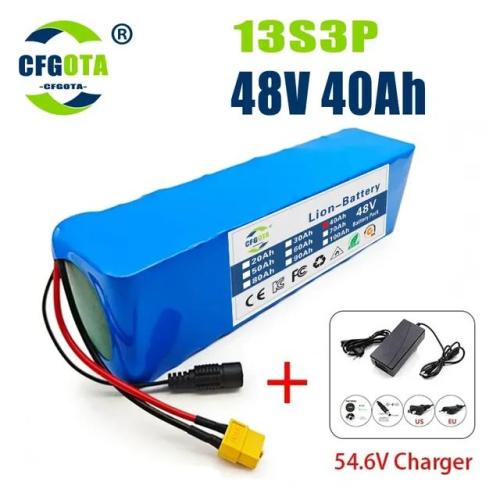 리튬 이온 배터리 팩, BMS 및 충전기 포함, 54.6V 전기 자전거 스쿠터용 충전식 배터리, 48V, 60Ah, 13S3P 87,150원