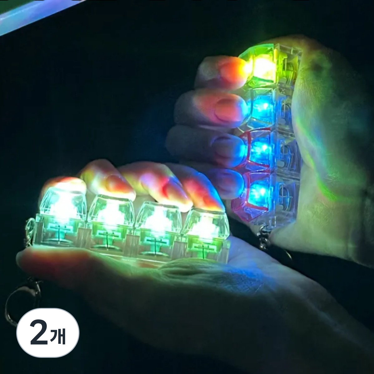 LED 불빛 4구 키캡키링 기계식 키보드 키링, 2개, 레인보우 16,500원