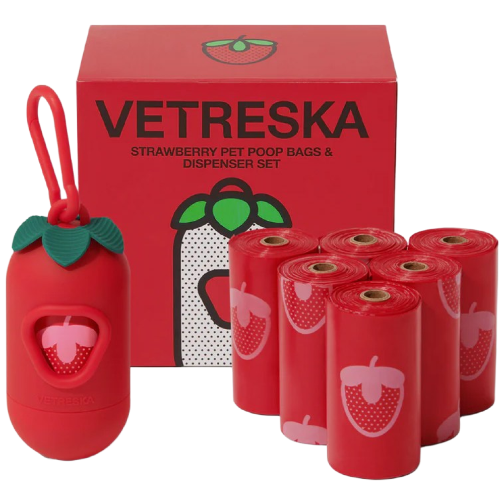 VETRESKA 스트로베리 강아지 향기나는 배변봉투 풉백 디스펜서 세트(딸기향), 세트구성(디스펜서1개+풉백7롤), 1개, 1개입 13,000원