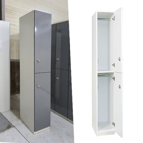 락카원 LPM 2인용 2단 락카장 개인 사물함 탈의실 사무실 옷장 캐비넷 병원 미용실, 2단, 실버메탈 색상 [열쇠] 74,000원